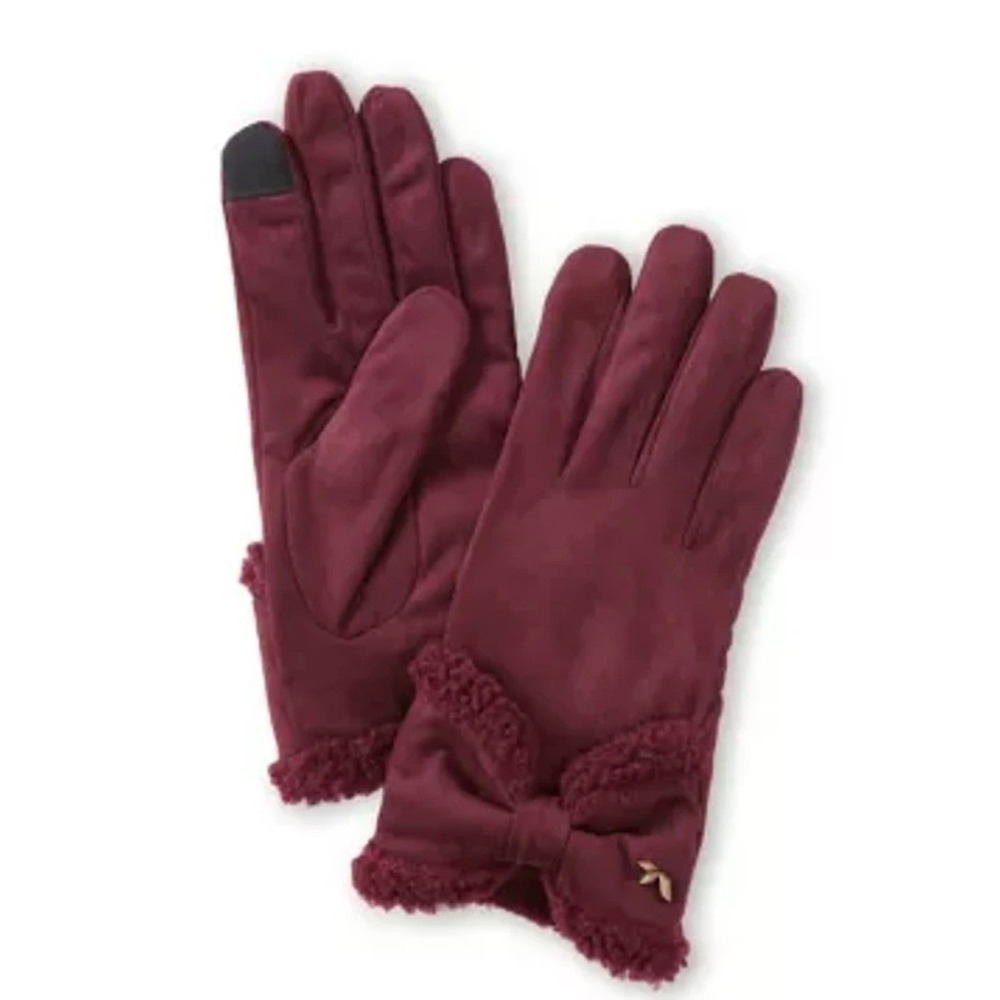 Koolaburra by UGG NWT Women Fig Colored Faux Suede‎ Bow Gloves - Size M